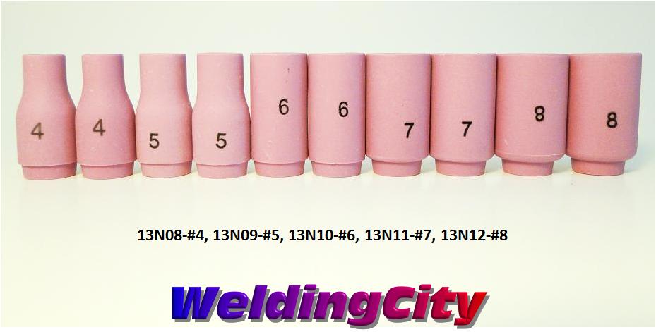 WeldingCity® Assorted Sizes (#4-#8) Alumina Ceramic Cup 13N-series for TIG Welding Torch 9-20-25
