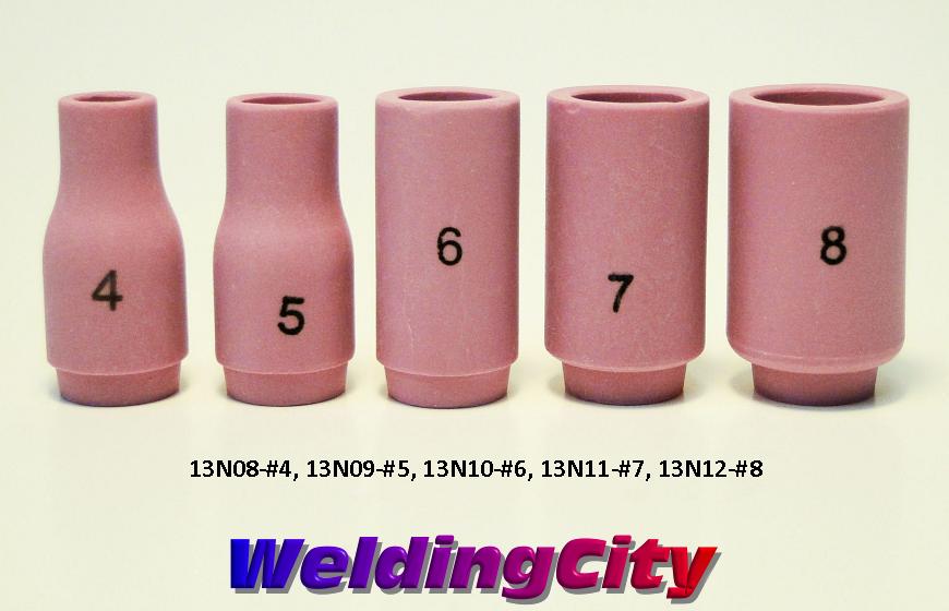 WeldingCity® Assorted Sizes (#4-#8) Alumina Ceramic Cup 13N-series for TIG Welding Torch 9-20-25