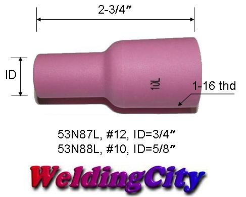 2-pk 53N88L #10 Long Large Gas Lens Ceramic Cup