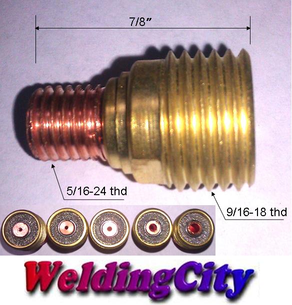 WeldingCity® Gas Lens Collet Body 45-series (4-pcs Assorted Sizes .040"-1-8") for TIG Welding Torch 9-20-25