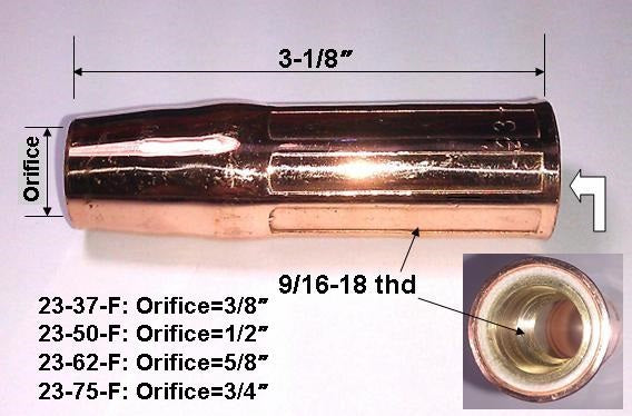 WeldingCity® 23F-series Gas Nozzle for Tweco® Lincoln® MIG Welding Gun