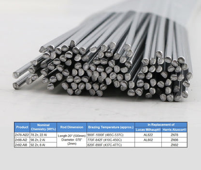WeldingCity® Low Temperature Flux Cored Zinc-Aluminum (Zn92-Al8) Brazing Rod for Joining Al-Al-Cu Alloy in HVAC-Heat Exchanger