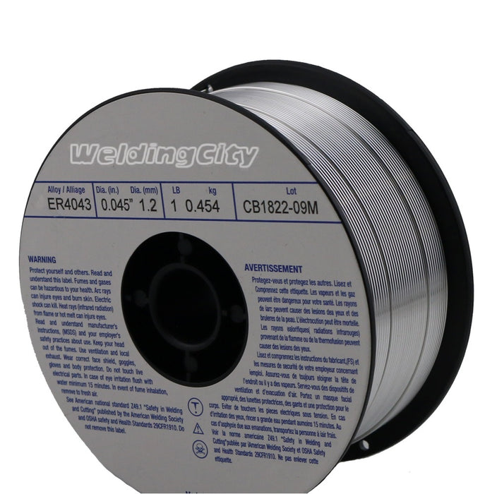 WeldingCity® 0.045" 1-lb ER4043 Aluminum MIG Welding Wire 4-in Spool