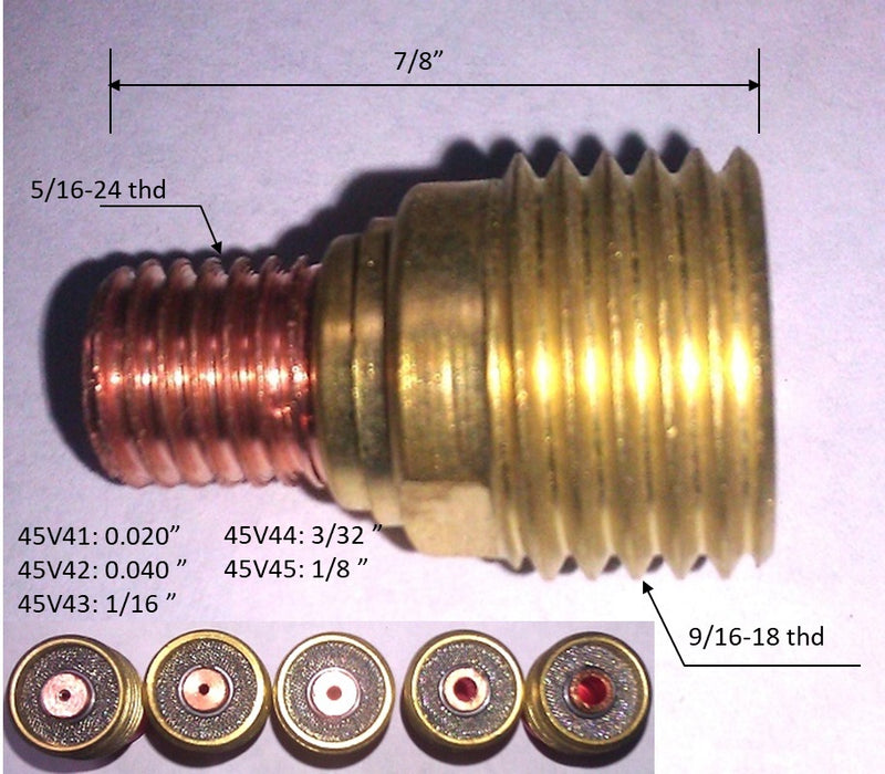 WeldingCity® Gas Lens Collet Body 45V-series for TIG Welding Torch 9, 20 and 25 Series