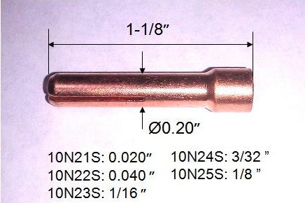 WeldingCity® Stubby Collet 10NS-series for TIG Welding Torch 17, 18 and 26 Series