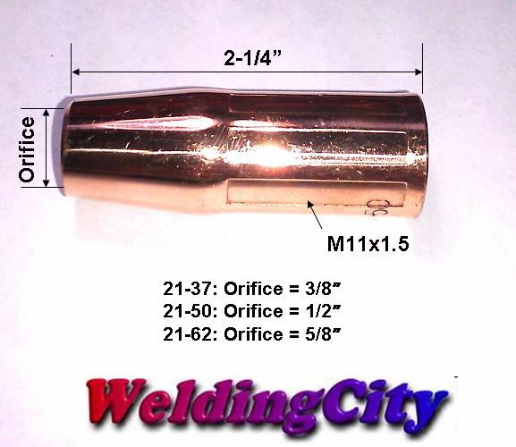 WeldingCity® 21-series Gas Nozzle (1/8" Tip Recessed) for Tweco® Lincoln® MIG Welding Gun 100A - 180A