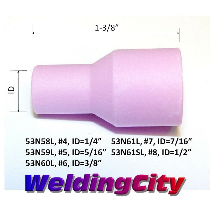 WeldingCity® Gas Lens Alumina Ceramic Cup 53NL-series (Long) for TIG Welding Torch 9-20-25