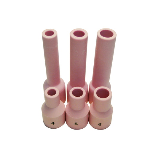 WeldingCity® 6-pcs Assorted Orifice Sizes (#4-#5-#6) LONG-EXTRA-LONG Gas Lens Alumina Ceramic Cup 53N-XL series for TIG Welding Torch 9-20-25