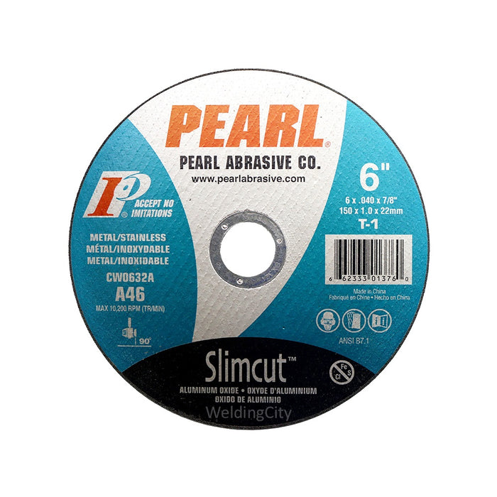 Pearl Abrasive® Slimcut™ Aluminum Oxide Cut-off Wheel CW0632A Type-1 Size 6 x .040 x 7-8"