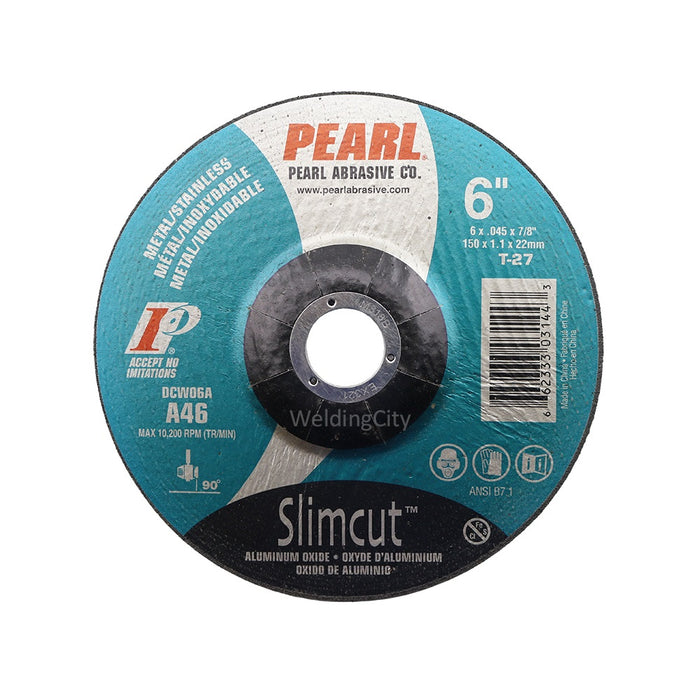 Pearl Abrasive® Slimcut™ Aluminum Oxide Cut-off Wheel DCW06A Type-27 Depressed Center 6 x .045 x 7-8"