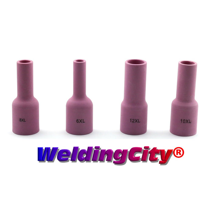 WeldingCity® Assorted Orifices and Lengths (Long-Extra-Long-Extra-Extra-Long #6-#8-#10-#12-#15) Large Gas Lens Alumina Ceramic Cup 53N-57N-series for TIG Welding Torch 17-18-26