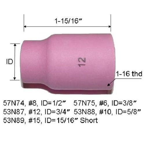 WeldingCity® Assorted Sizes (#6-#8-#10-#12-#15) Large Gas Lens Alumina Ceramic Cup 53N-57N-series for TIG Welding Torch 9-20-25