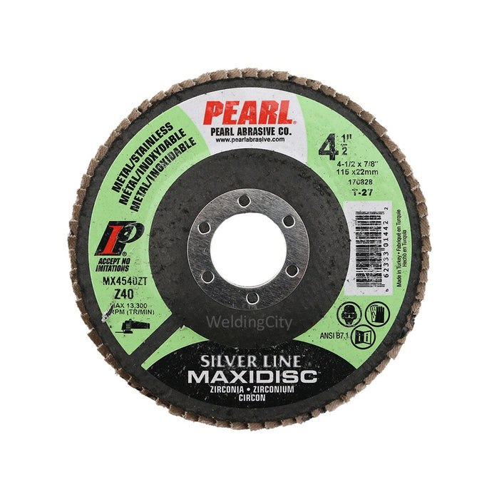 Pearl Abrasive® Maxidisc™ Silver-Line™ Zirconia Flap Disc MX45XXZT 4-1-2 x 7-8"