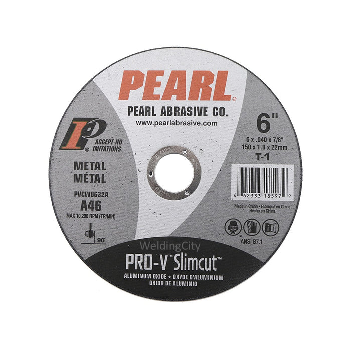 Pearl Abrasive® Slimcut™ Pro-V™ Aluminum Oxide Cut-off Wheel PVCW0632A Type-1 Size 6 x .040 x 7-8"