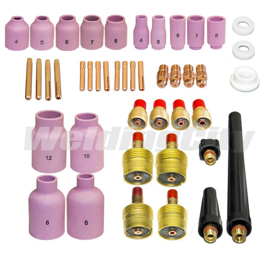 WeldingCity® 44-pcs Torch Accessory Kit Assorted Sizes 040-1-16-3-32-1-8 for Regular and Gas Lens Setup