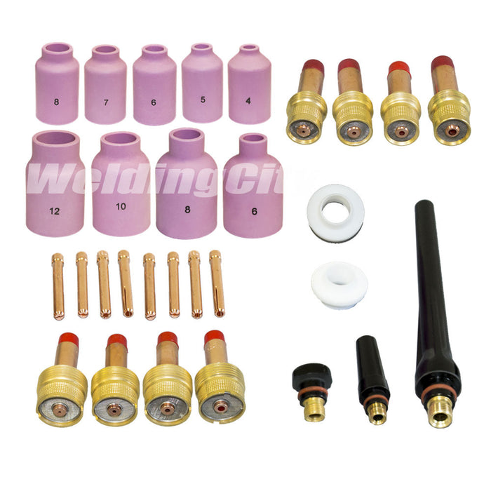 WeldingCity® 30-pcs Torch Accessory Kit Assorted Sizes 040-1-16-3-32-1-8 for Gas Lens (Regular and Large) Setup