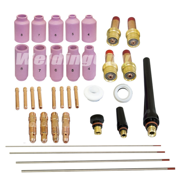 WeldingCity® 35-pcs TIG Torch Accessory Kit Assorted 040-1-16-3-32-1-8 with Selectable Tungsten Electrodes