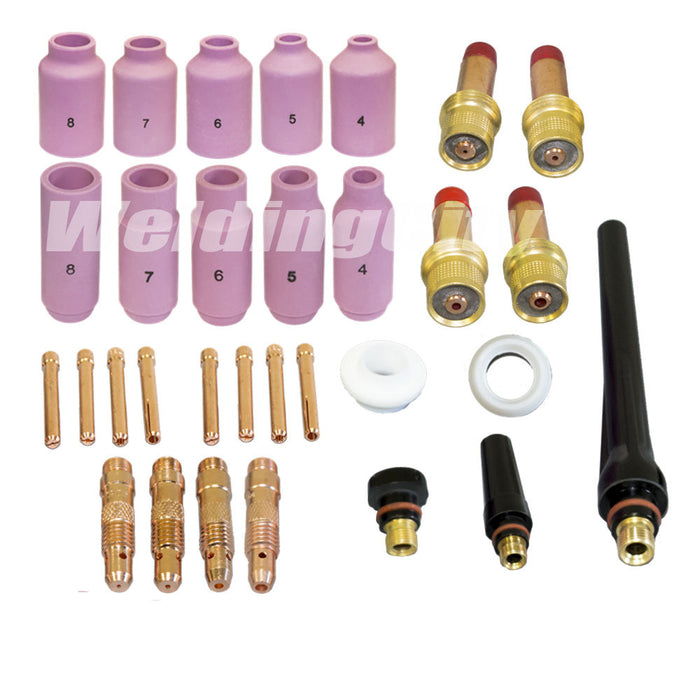 WeldingCity® 31-pcs Torch Accessory Kit Assorted Sizes 040-1-16-3-32-1-8 for Regular and Gas Lens Setup