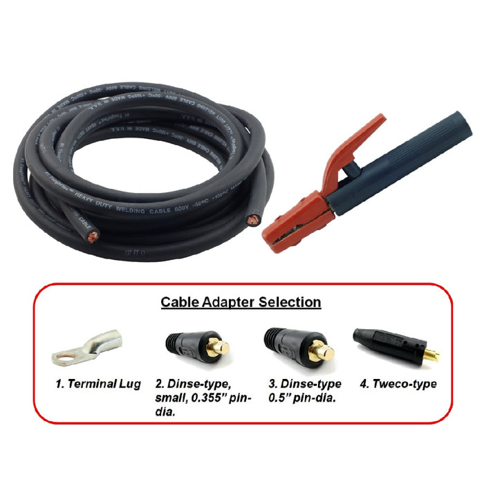 WeldingCity® 10-ft 2-AWG Heavy Duty Welding Cable and Stick Holder with Selectable Cable Adapter