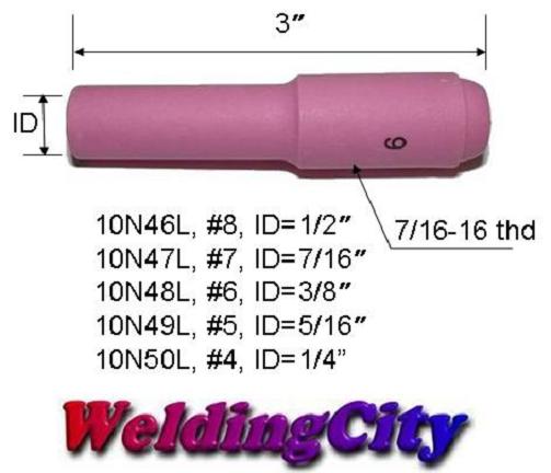 WeldingCity® Assorted Sizes (#4-#8) Alumina Ceramic Cup 10NL-series (Long) for TIG Welding Torch 17-18-26