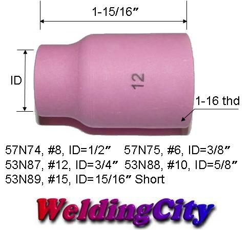 TIG Welding Torch 2-pk 53N87 #12 Large Gas Lens Ceramic Cup – WeldingCity