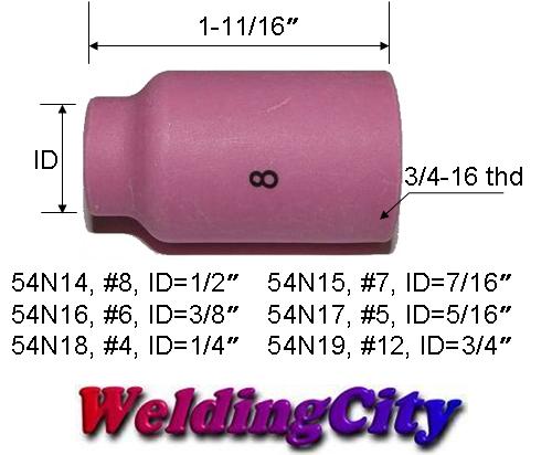 WeldingCity® Gas Lens Alumina Ceramic Cup 54N-series for TIG Welding Torch 17-18-26