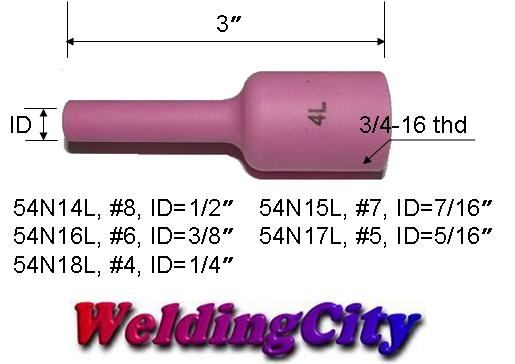 2-pk 54N18L #4 Long Gas Lens Ceramic Cup