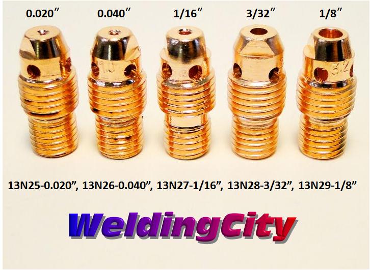WeldingCity® Collet Body 13N-series (Assorted Size .020"-1-8") for TIG Welding Torch 9-20-25