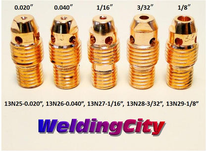 WeldingCity® Collet Body 13N-series (Assorted Size .020"-1-8") for TIG Welding Torch 9-20-25