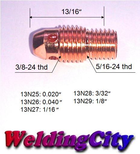 WeldingCity® Collet Body 13N-series (Assorted Size .020"-1-8") for TIG Welding Torch 9-20-25