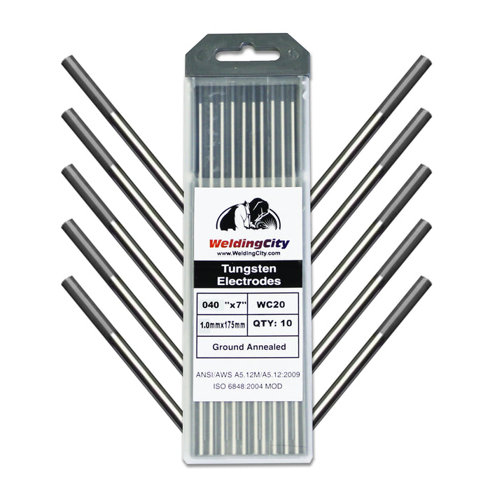 10-pcs WeldingCity® TIG Welding Tungsten Electrode 2.0% Ceriated (Gray) 0.040" x 7" (10 per Box)