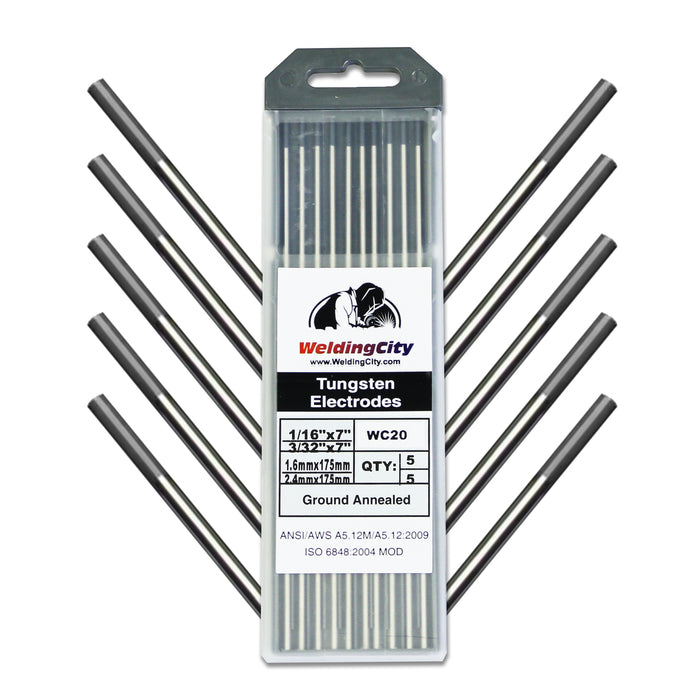 Assorted-size 10-pcs WeldingCity® TIG Welding Tungsten Electrode 2.0% Ceriated (Gray) Selectable Diameter 0.040"-1-16"-3-32"-1-8" x 7"