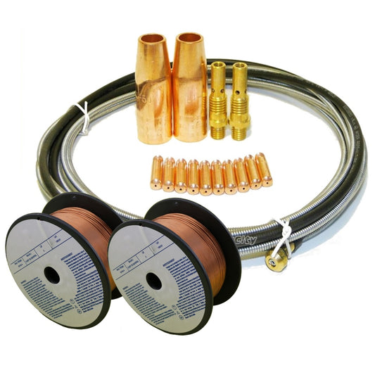 WeldingCity® MIG Welding Wire ER70S-6 2-Lb Spool (2-pk) and MIG Gun Accessory Kit for Lincoln® Tweco® 100A-150A
