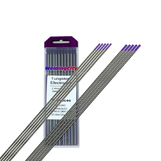 Assorted-size 10-pcs WeldingCity® TIG Welding Tungsten Electrode Mix Tri-Element E-3 (Purple) Selectable Diameter 0.040"-1-16"-3-32"-1-8" x 7"