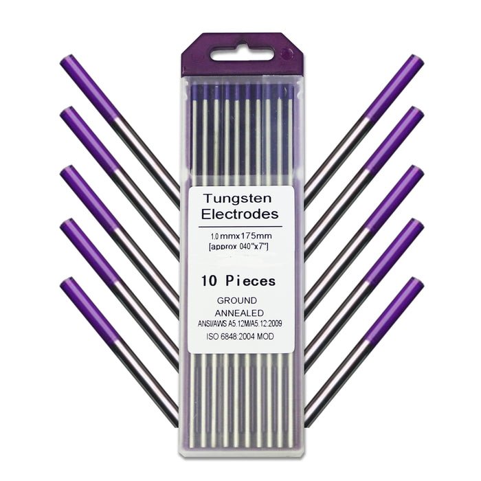 10-pcs WeldingCity® TIG Welding Tungsten Electrode Mix Tri-Element E-3 (Purple) 0.040" x 7" (10 per Box)