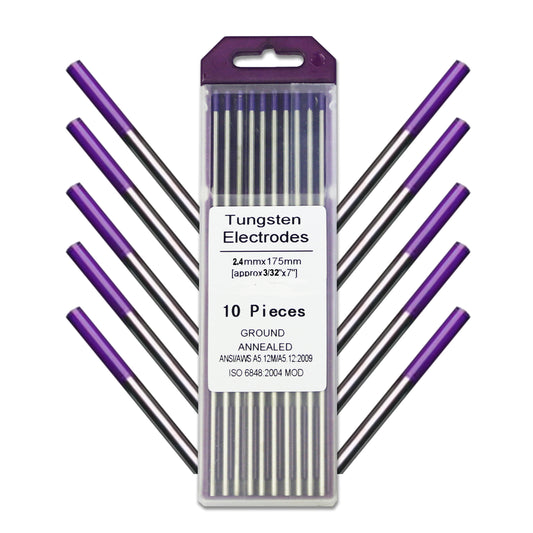 10-pcs WeldingCity® TIG Welding Tungsten Electrode Mix Tri-Element E-3 (Purple) 3-32" x 7" (10 per Box)