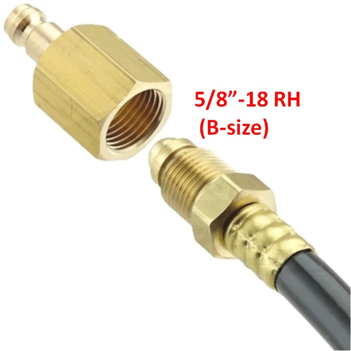 WeldingCity® Quick Gas Connect Adapter Female 5-8"-18 RH B-size to Male Gas Plug 0.355" (9mm)