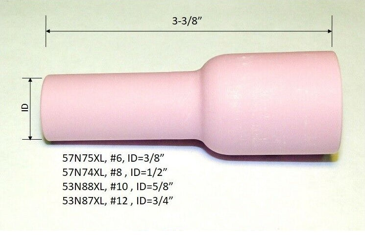 WeldingCity® Assorted Orifices and Lengths (Long-Extra-Long-Extra-Extra-Long #6-#8-#10-#12-#15) Large Gas Lens Alumina Ceramic Cup 53N-57N-series for TIG Welding Torch 9-20-25