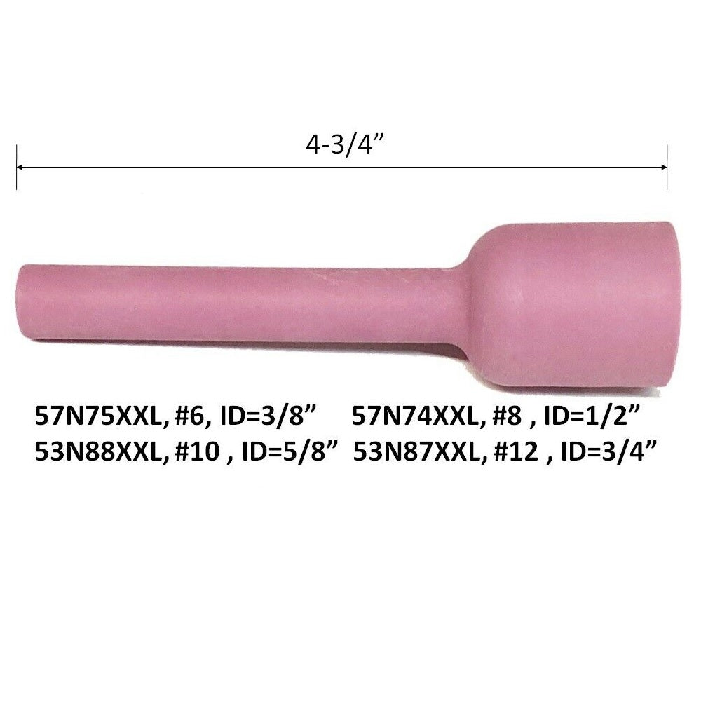 WeldingCity® Assorted Orifices and Lengths (Long-Extra-Long-Extra-Extra-Long #6-#8-#10-#12-#15) Large Gas Lens Alumina Ceramic Cup 53N-57N-series for TIG Welding Torch 9-20-25